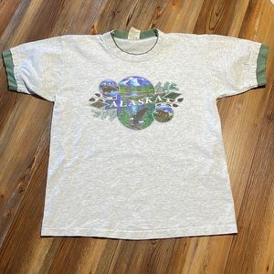 90s Alaska L T-shirt USA Alore Gray Vintage Eagle Moose Bear Travel Large